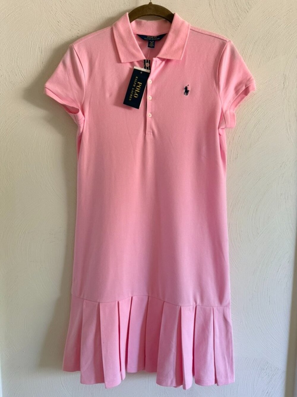 NWT Polo Ralph Lauren Girls XL 16 Pink Pleated Polo Dress